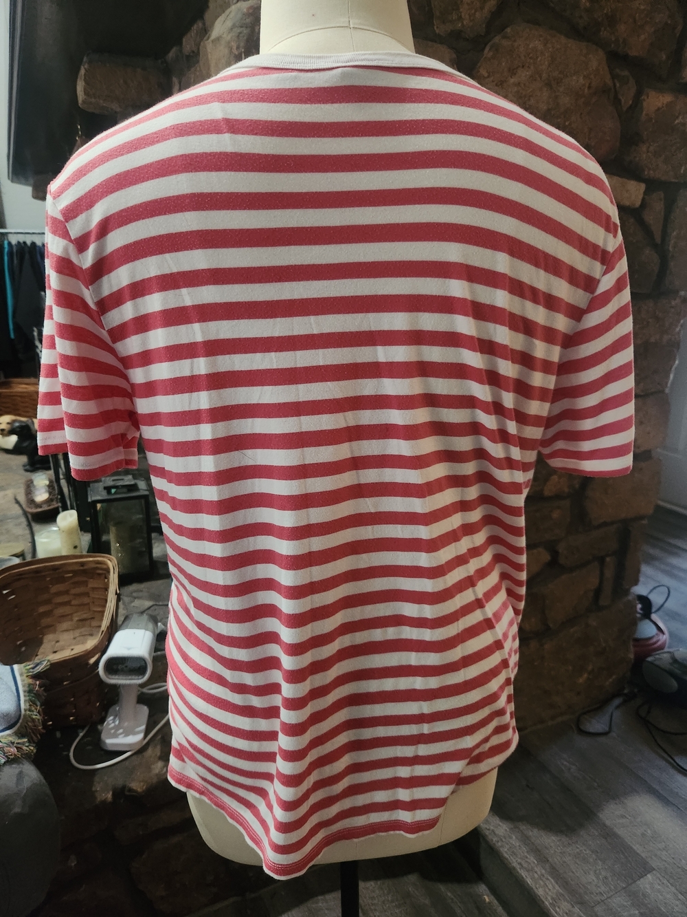 Junk Food Clothing Pink and White Striped Short Sleeve Tee